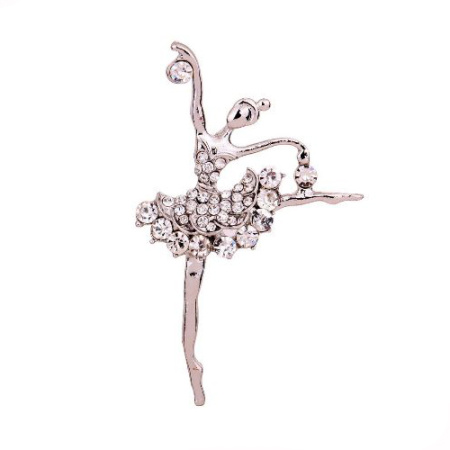 Балеринка с крупными стразами (серебро)